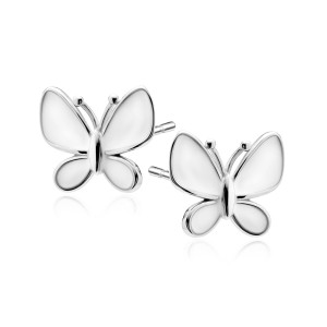 Cercei argint fluturas cu email alb DiAmanti Z2117ER_W-DIA (Argint 925‰ 1,6 g.)
